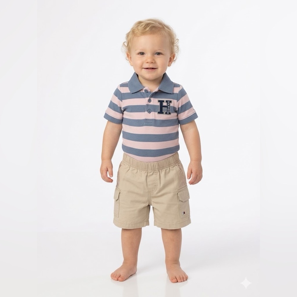 Tommy Hilfiger Blue and Pink Striped And Short  Two Piece Outfit